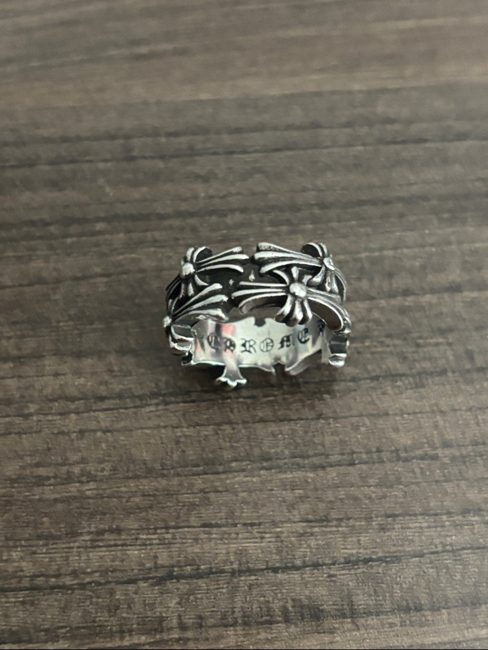 Sterling silver Chrome hearts cross ring Size 9